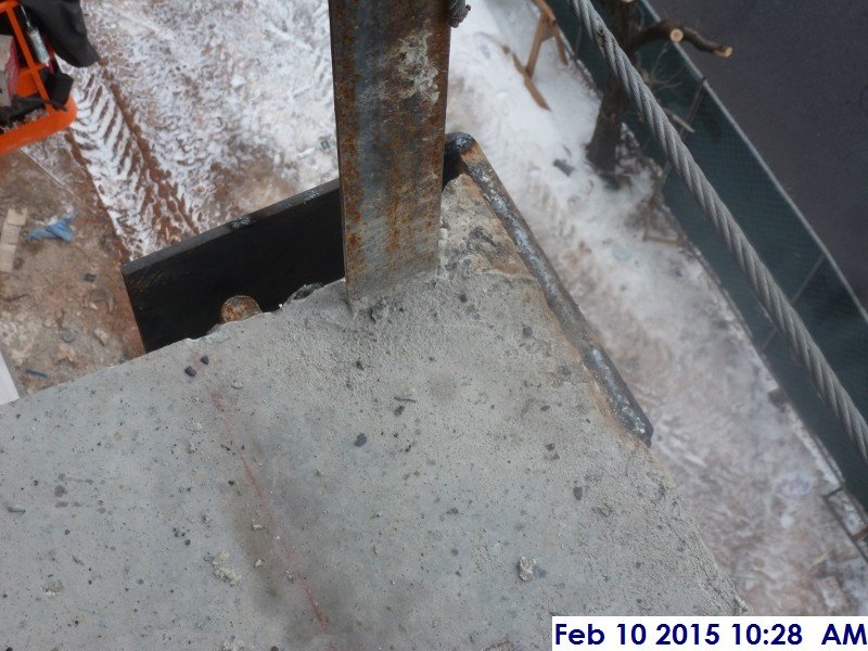 Welded steel plate at 4th floor column line E